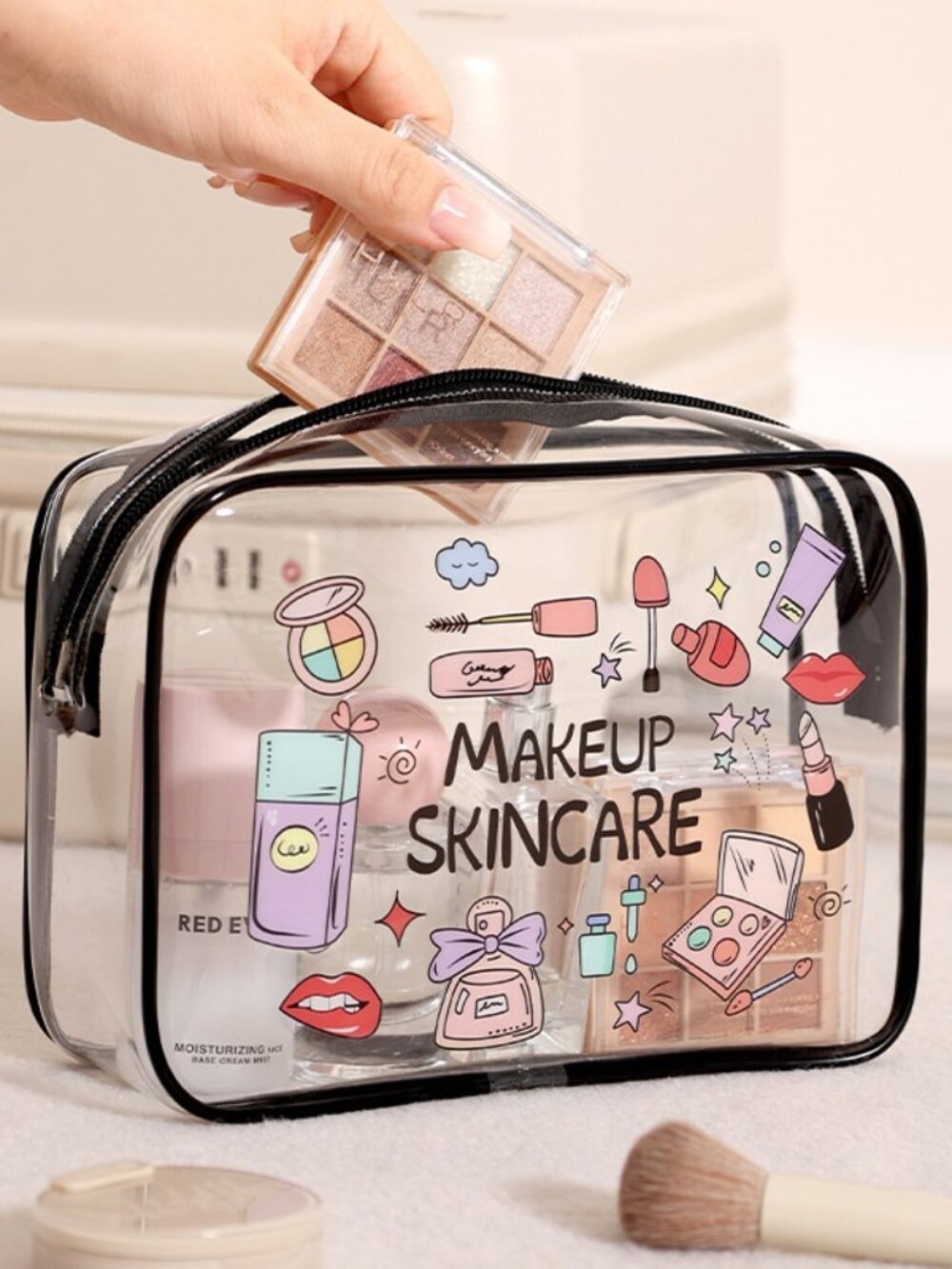 3/$35 NWT Clear Makeup Bag Transparent Skincare Cosmetic Travel Pouch Case